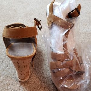 Caramel Suede Wedge Sandals